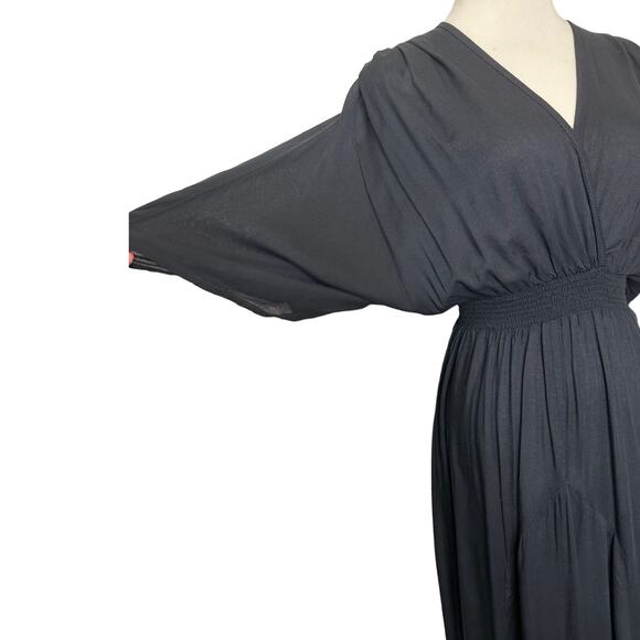 Pampelone black short sleeves v neck midi dress size small - Picture 5 of 11